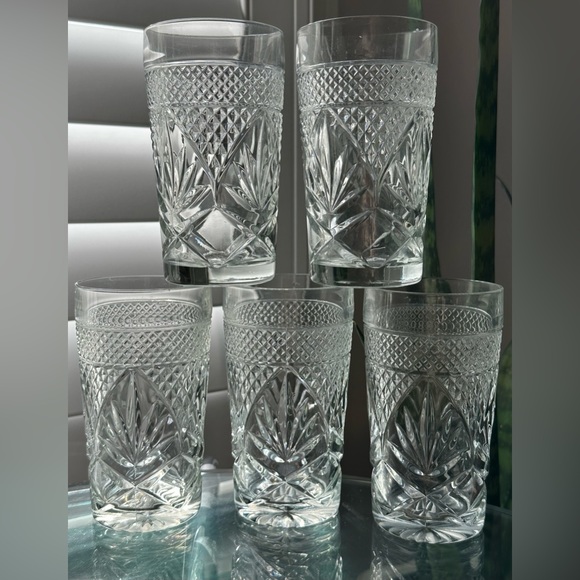 Set of 5 Highball Glass Antique Clear Pressed Pattern glasses - Picture 2 of 9